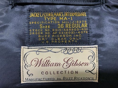 BUZZ RICKSON'S　 BLACK　MA-1　 WILLIAM GIBSON COLLECTION　BR14964