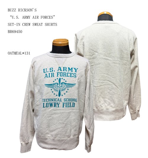 BUZZ RICKSON'S “U.S. ARMY AIR FORCES” SET-IN CREW SWEAT SHIRTS BR69450 