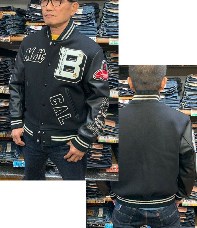 画像: WHITESVILLE　 30oz. WOOL MELTON AWARD JACKET　“BULLDOGS” (BLACK)　 WV15385-119